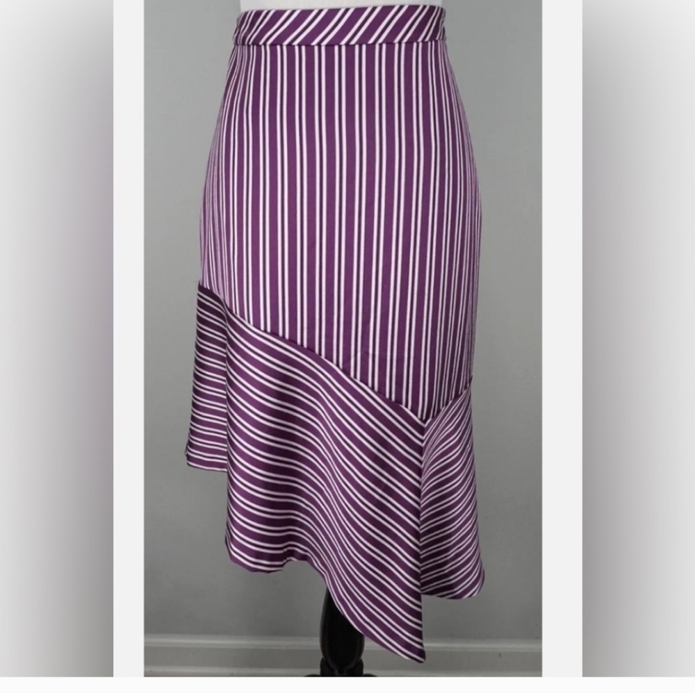 Banana Republic Asymmetrical Purple Striped Skirt